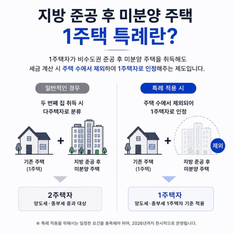 지방 준공 후 미분양 주택 세금 특례