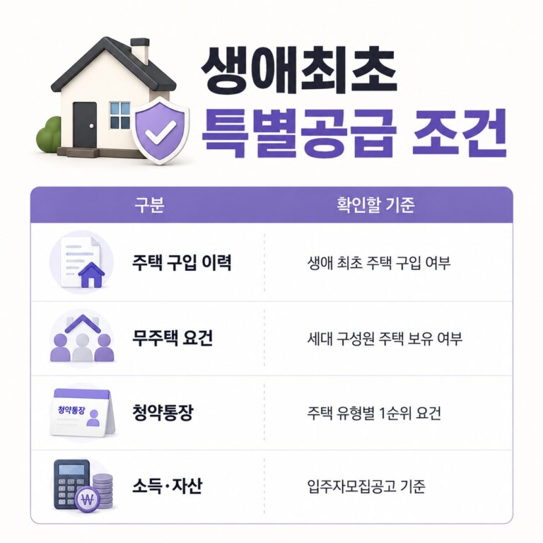 생애최초 특별공급 조건과 청약 대상 기준 정리