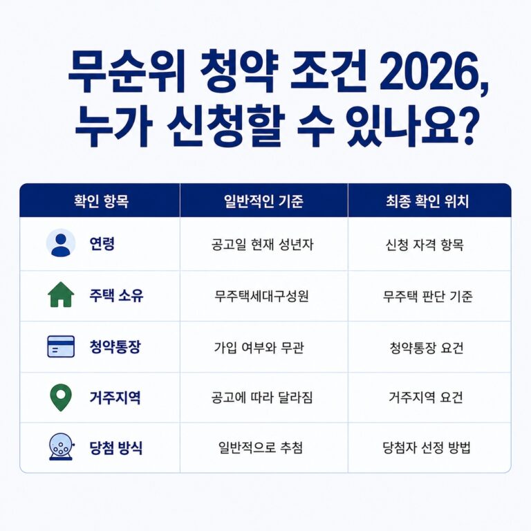 2026년 무순위 청약 조건과 무주택 신청 자격