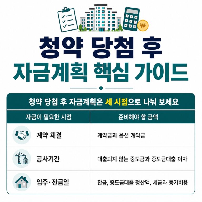 청약 당첨 후 계약금·중도금·잔금 자금계획